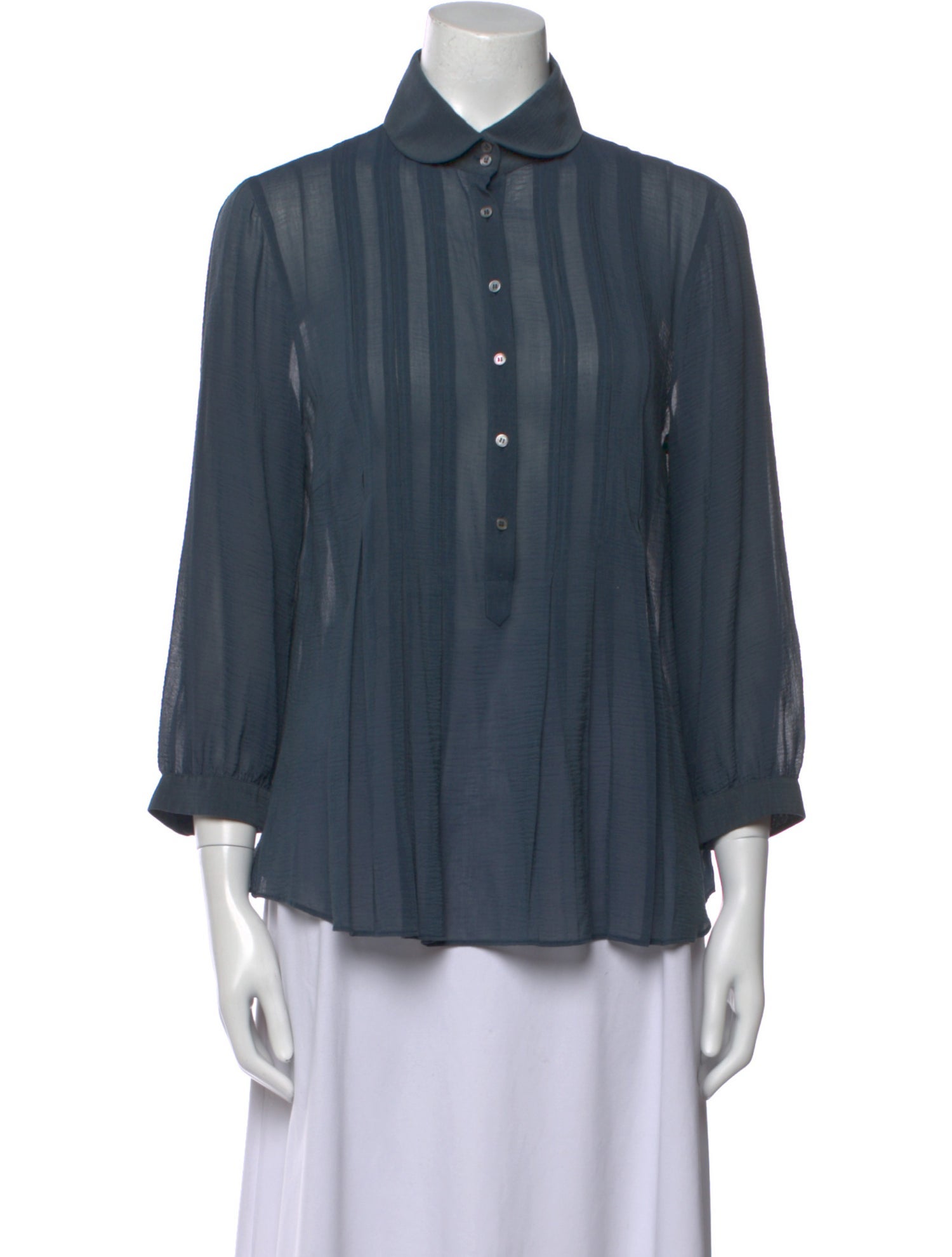 Akris Three-Quarter Sleeve Button-Up Top